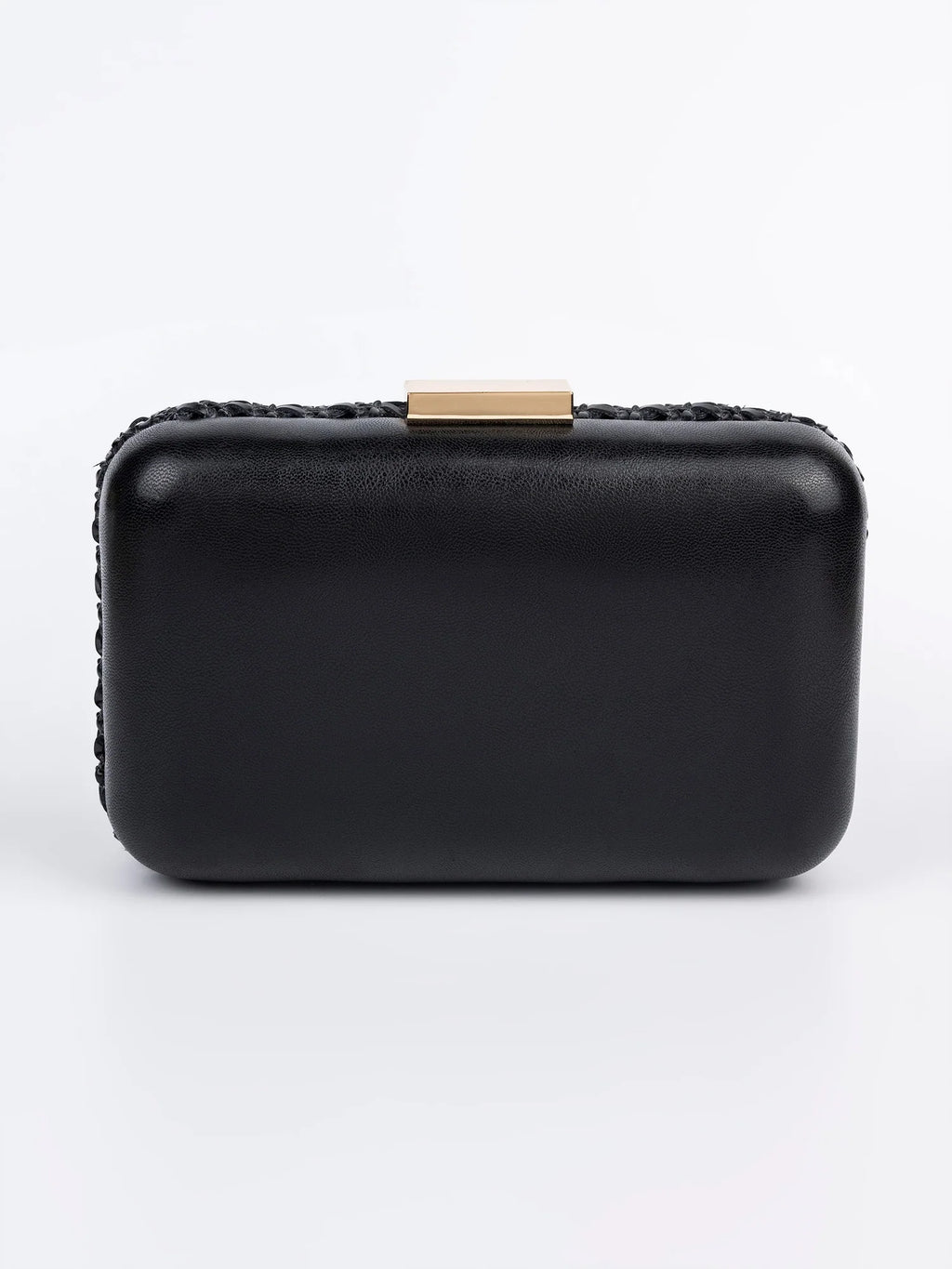 Weave Luxe Clutch – Black Rexine