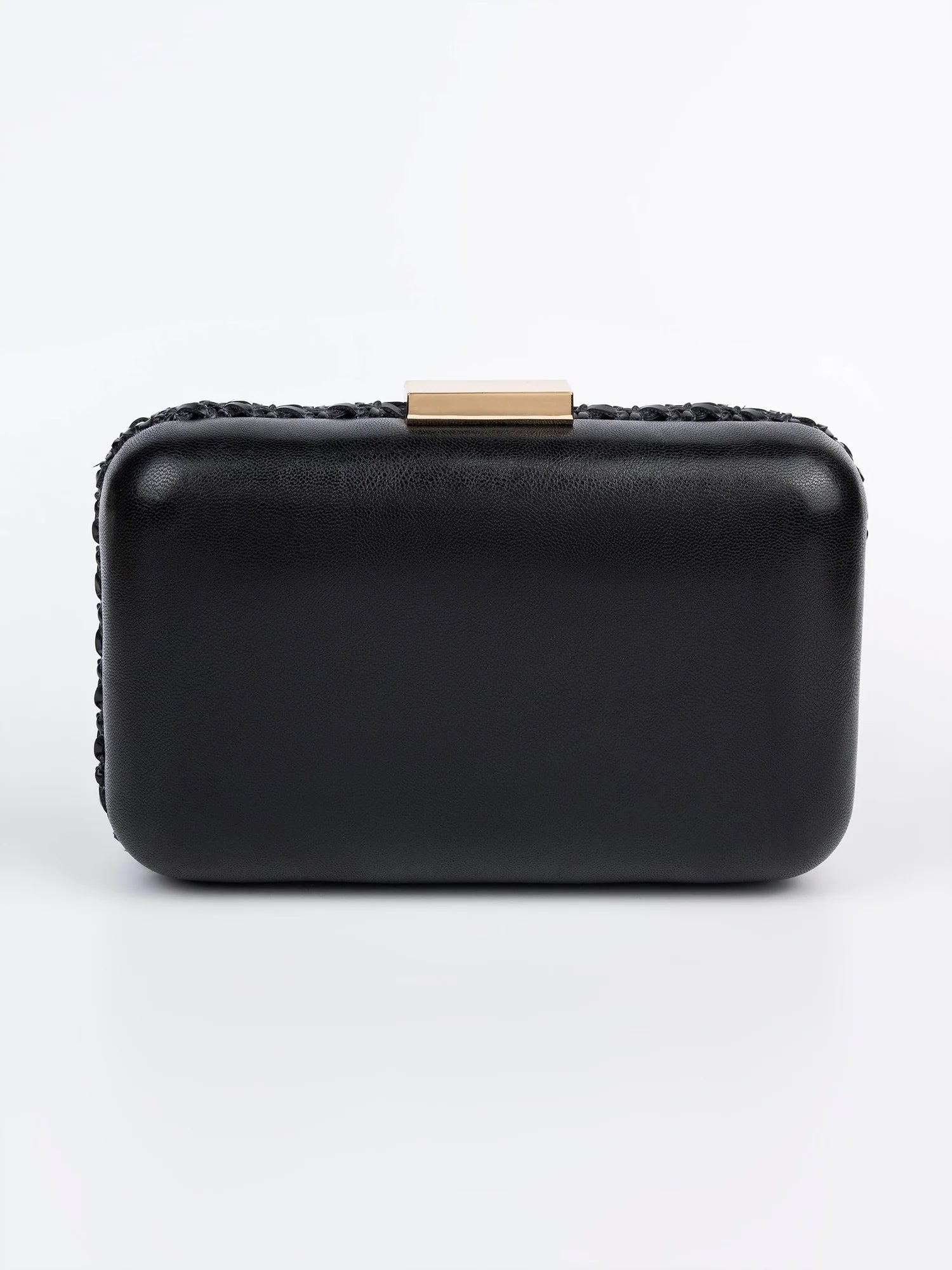 Weave Luxe Clutch – Black Rexine