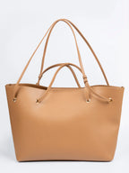 Taretail Brown Rexine Tote Bag | Zip Closure | 21x11x5"