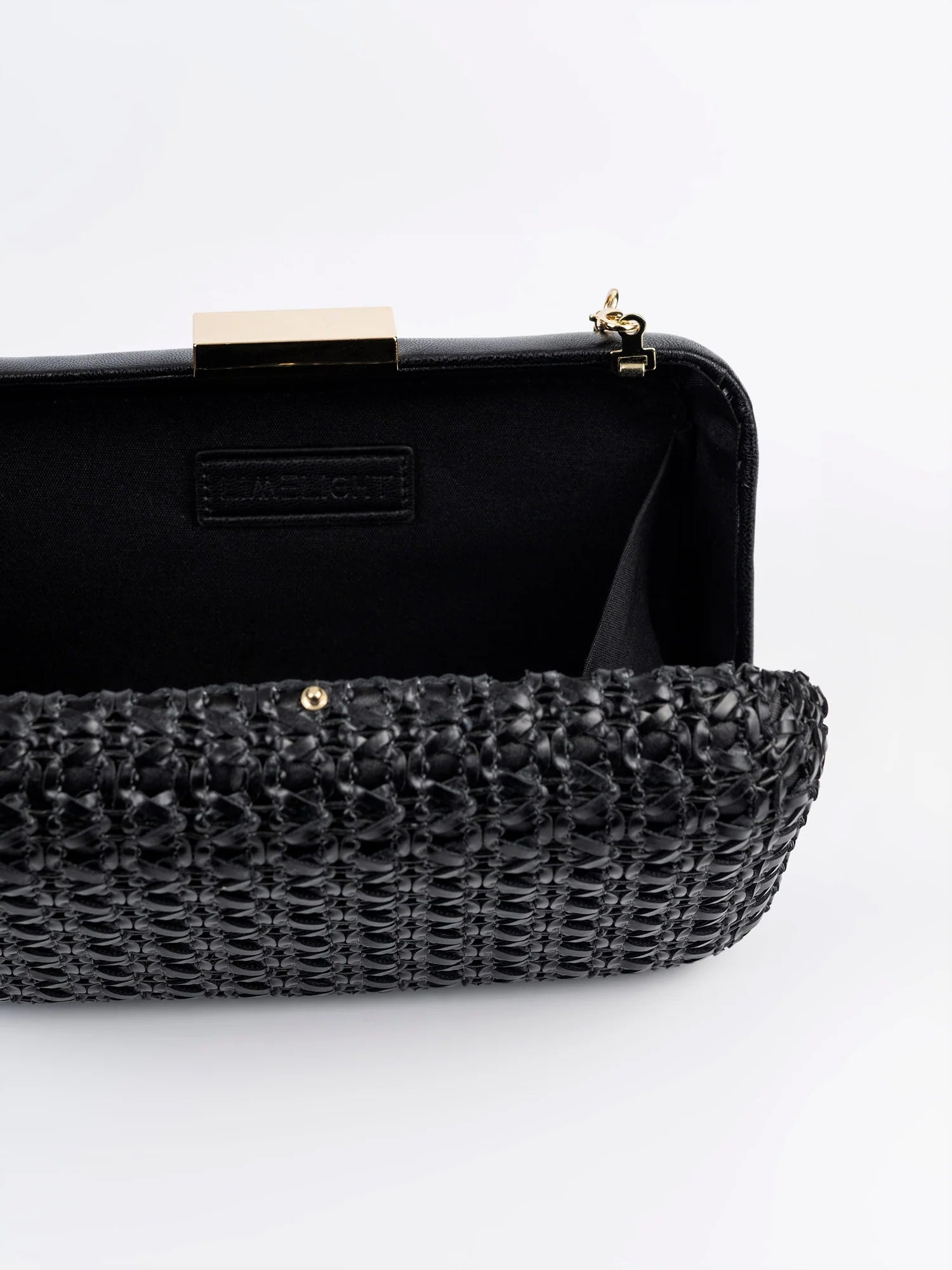 Weave Luxe Clutch – Black Rexine