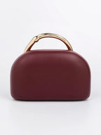 Taretail Maroon Rexine Clutch Bag | Metal Handle & Chain