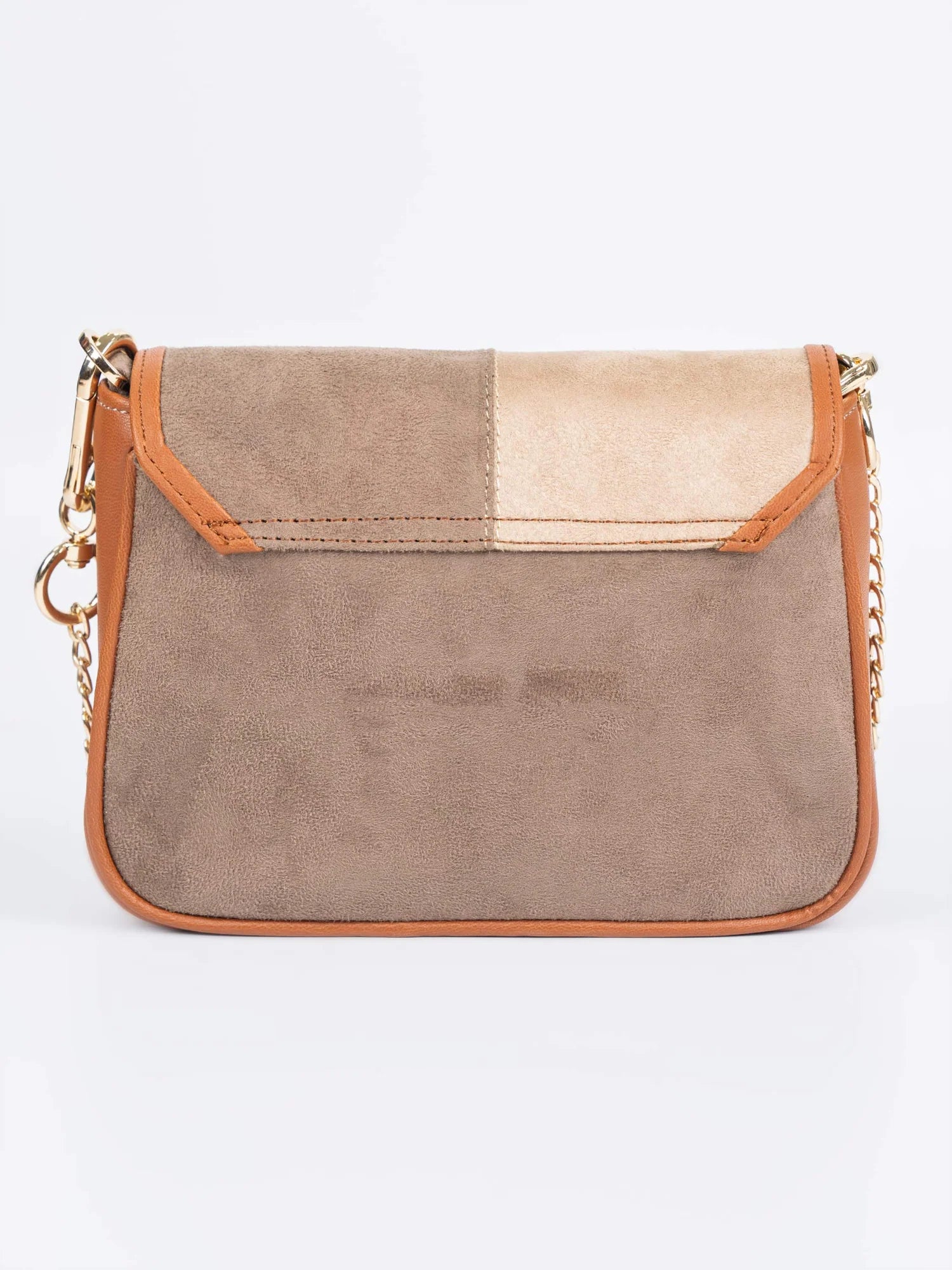 Modern Contrast Handbag – Beige Two-Tone Suede