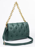 Accent Rivet Clutch – Green Rexine