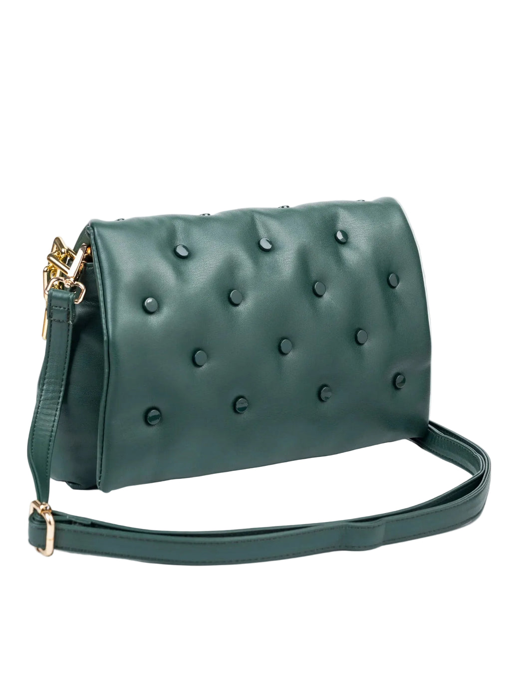 Accent Rivet Clutch – Green Rexine