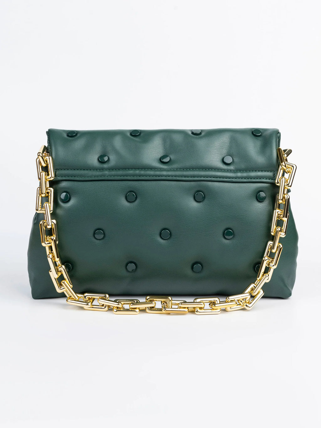 Accent Rivet Clutch – Green Rexine