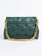 Taretail Green Rexine Clutch Bag | Rivet Detail | Crossbody