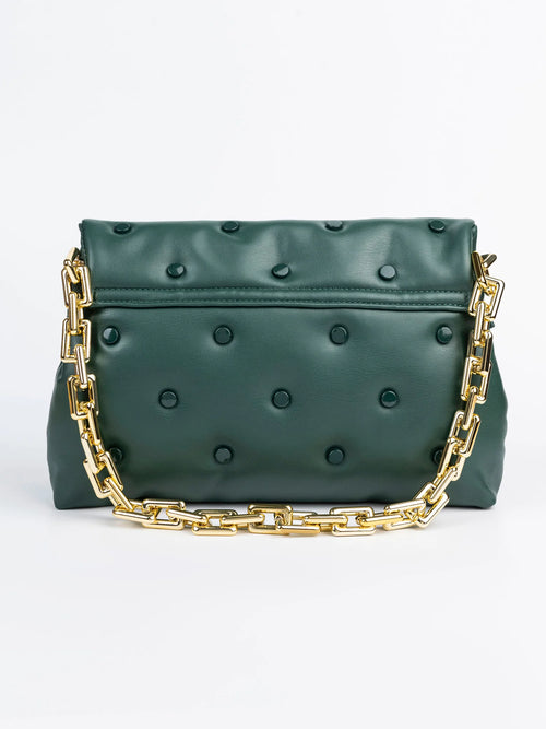 Accent Rivet Clutch – Green Rexine