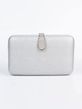 Tactile Finish Hand Clutch – Silver Rexine