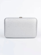 Taretail Silver Rexine Evening Clutch | Embellished Lock