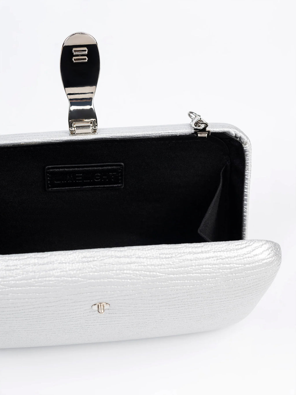 Tactile Finish Hand Clutch – Silver Rexine