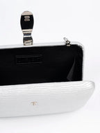Taretail Silver Rexine Evening Clutch | Embellished Lock